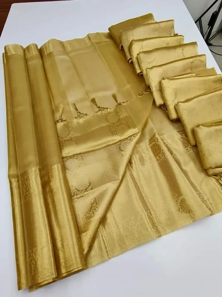 Kanjivaram Style Bararsi Silk Tissue Saree 