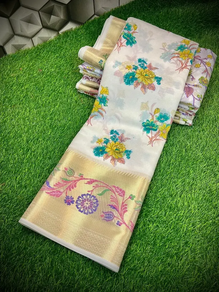Kora SIlk Banarsi  Saree  