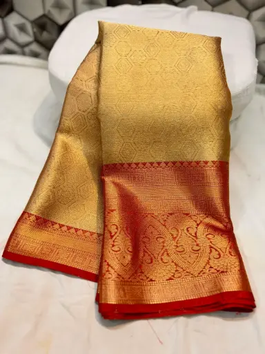 Kanjivaram Style Bararsi Silk Tissue Saree  