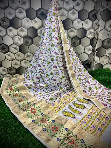 Kora SIlk Banarsi  Saree    