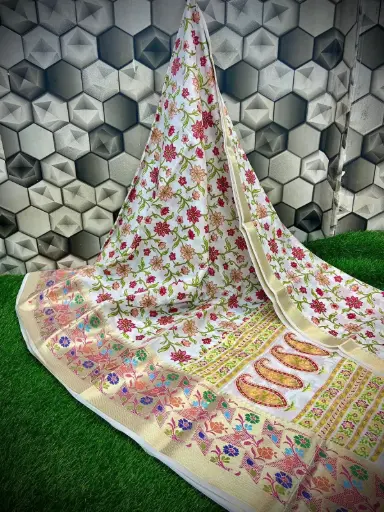 Kora SIlk Banarsi  Saree   