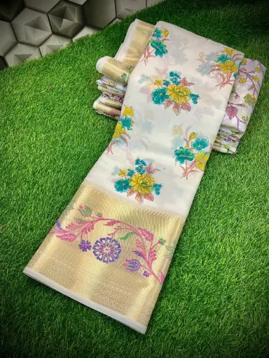 Kora SIlk Banarsi  Saree  